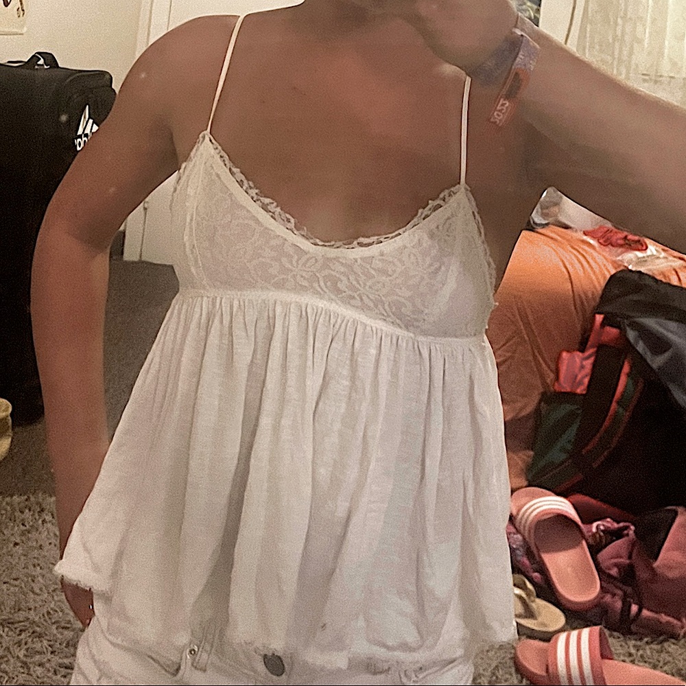 Lace peplum top